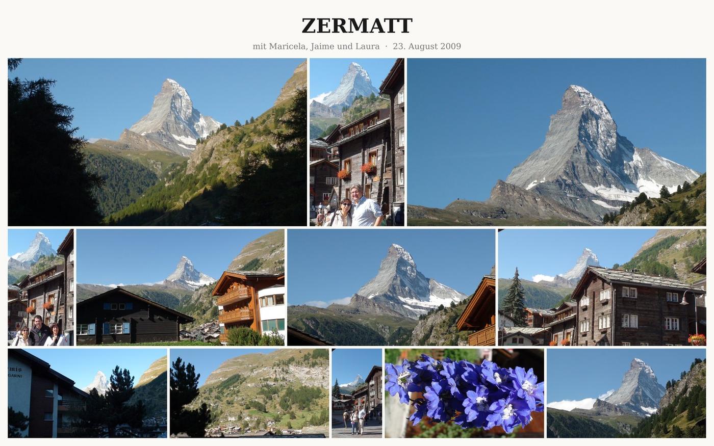 Fotocollage Zermatt: mit Maricela, Jaime und Laura